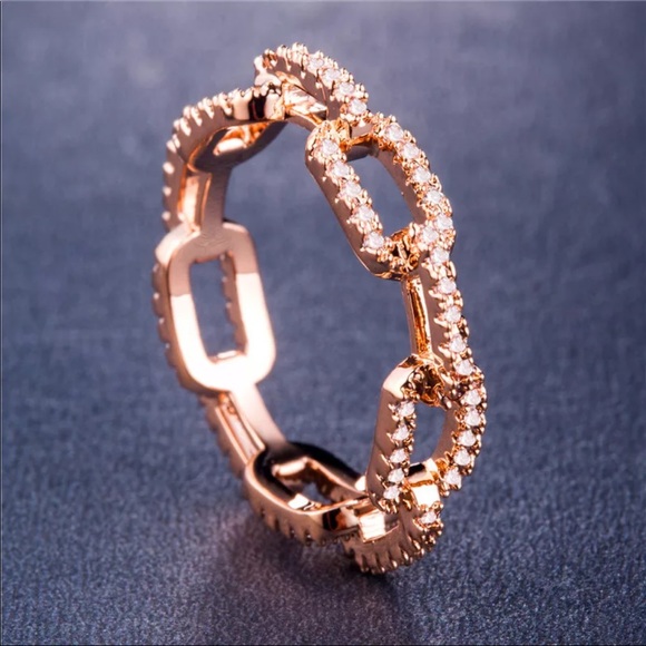 New Rose Gold Plated Diamond Women’s Ring - Picture 2 of 4